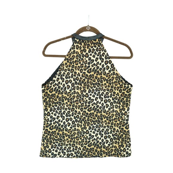 Vintage Michael Kors Tie Dye High Neck Key Hole Leopard Print Size XL - Picture 2 of 4